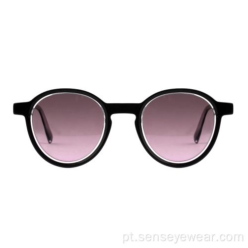 Mulheres vintage redondo tons polarizados com óculos de sol acetato